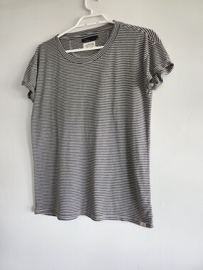 Prana Black & White Striped T-Shirt Women's Small | 100% Cotton Short Sleeve Tee